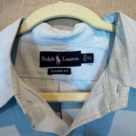 Ralph Lauren Classic Fit Short Sleeve Button Down XL Light Blue Shirt Pink Pony - Picture 4 of 10